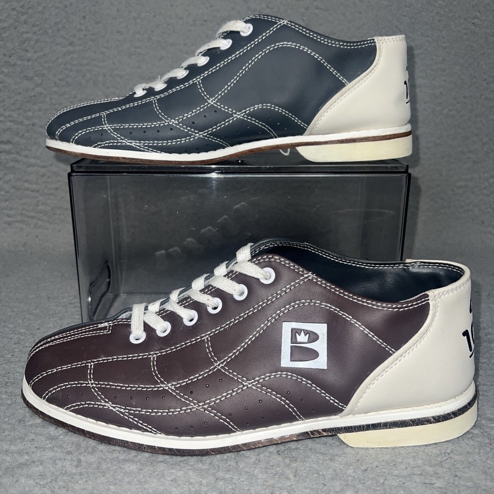 Brunswick Bowling Hybrid Shoes Womens 12 / Mens 10 Maroon Gray Leather Split Toe